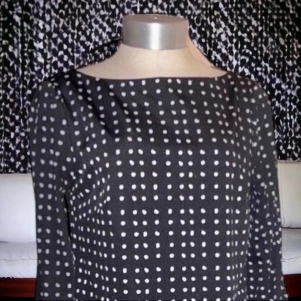 TAHARI ASL Dress Black & White Polka Dot Shift Chic Versatile Women’s Size 4 - Picture 11 of 16